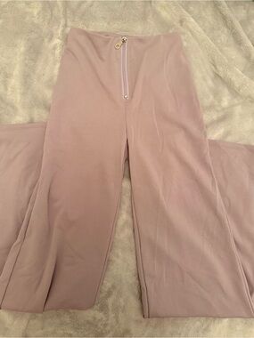 Fashion Nova Blush Wide-Leg High-Rise Pants with Front Zip
